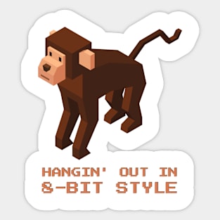 Monkey Pixel Play - Hangin' Out in 8-Bit Style Sticker